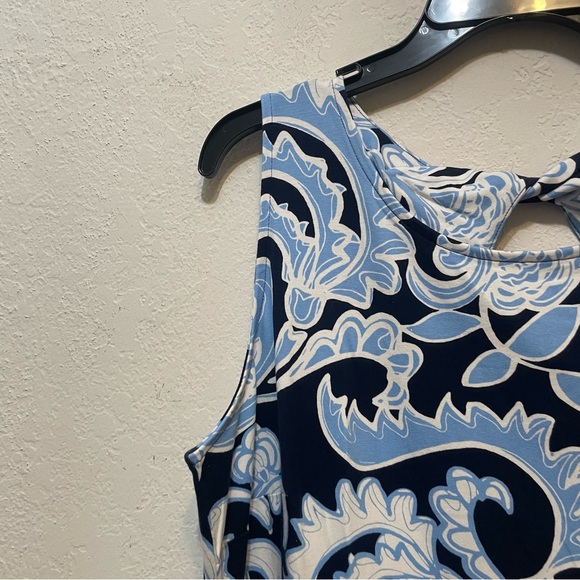 Talbots Jersey Maxi Dress Dynamic Paisley Sleeveless Plus Size 1X Blue NEW - Picture 5 of 9